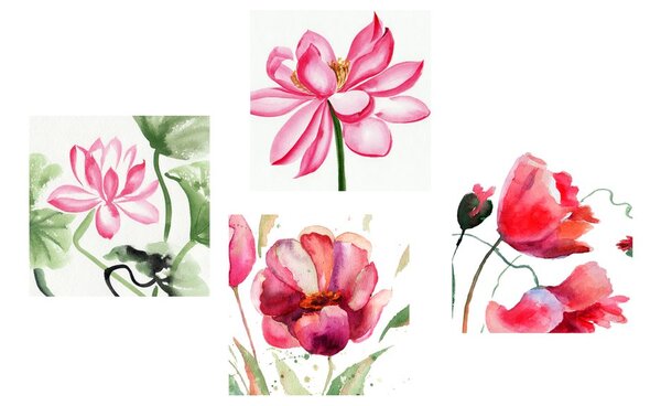 Set di quadri – Fiori ad acquerello