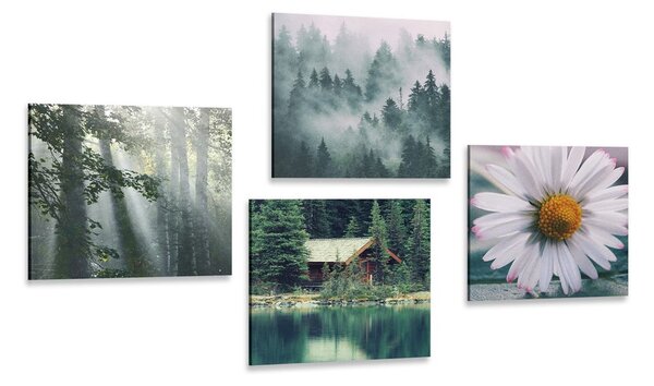 Set di quadri – Chalet in montagne pittoresche