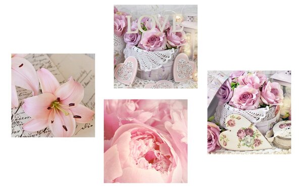 Set di quadri – Cesti vintage con fiori
