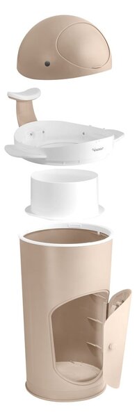 Cestino in plastica beige per pannolini 25 l Whale - Kindsgut