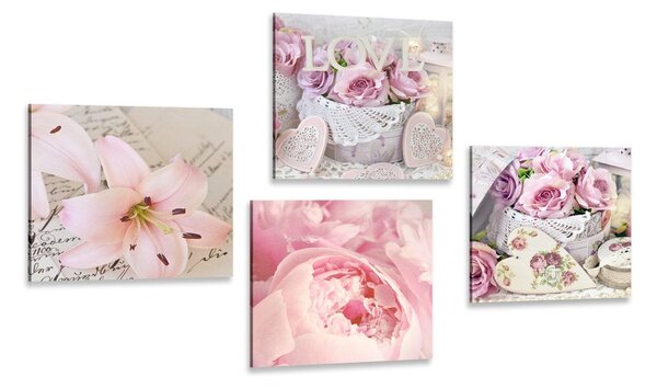 Set di quadri – Cesti vintage con fiori