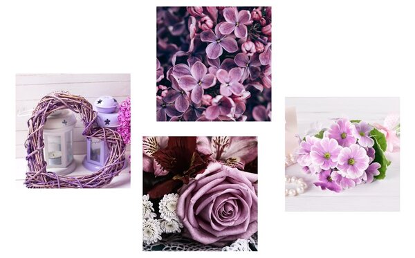 Set di quadri – Natura morta di lavanda con fiori