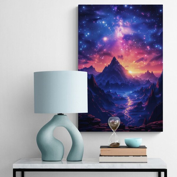 Quadro su tela – Tramonto con cielo notturno