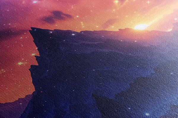 Quadro su tela – Tramonto con cielo notturno