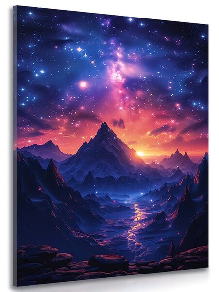 Quadro su tela – Tramonto con cielo notturno