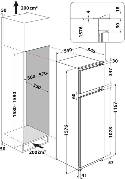 Hotpoint Ariston Frigorifero da Incasso Doppia Porta Capacit 239 Litri Classe Energetica E Raffreddamento Statico - T16A2DHA2