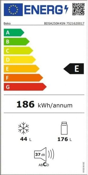 Beko Frigorifero da Incasso Doppia Porta Capacit 223 Litri Classe energetica E Raffreddamento Statico - BDSA250K4SN LH