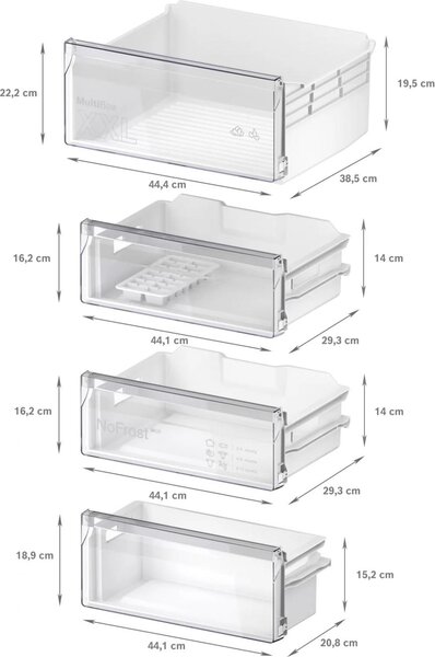 Bosch Frigorifero da Incasso Doppia Porta Capacit 290 litri Classe energetica E Raffreddamento Statico e Congelatore No Frost - KIN96NSE0 Serie 2