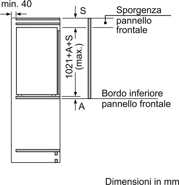 Bosch Frigorifero da incasso Monoporta 165 lt Classe E Ventilato - KIR31VFE0