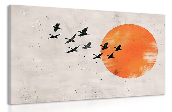 Quadro su tela – Japandi luna arancione