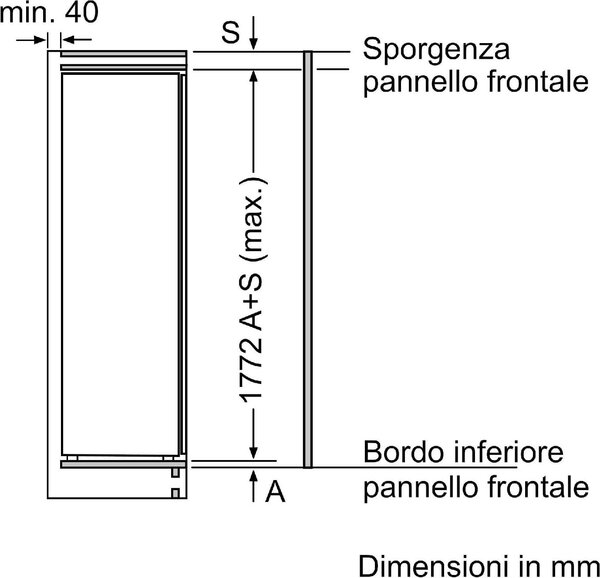 Bosch Frigorifero da Incasso Monoporta 310 Litri Classe E Raffreddamento Ventilato Serie 2 - KIR81NSE0