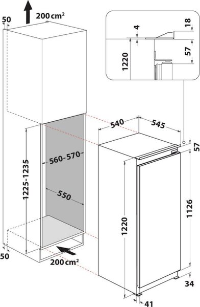 Indesit Frigorifero da Incasso Monoporta Capacit 189 Litri Classe energetica E Raffreddamento Statico - SZ 12 A2D/I 2