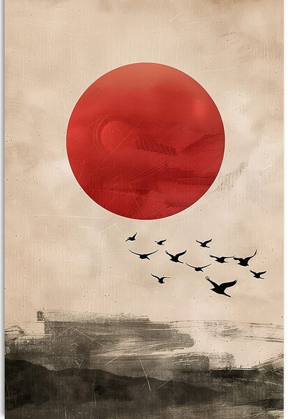 Quadro su tela – Japandi magia della luna rossa