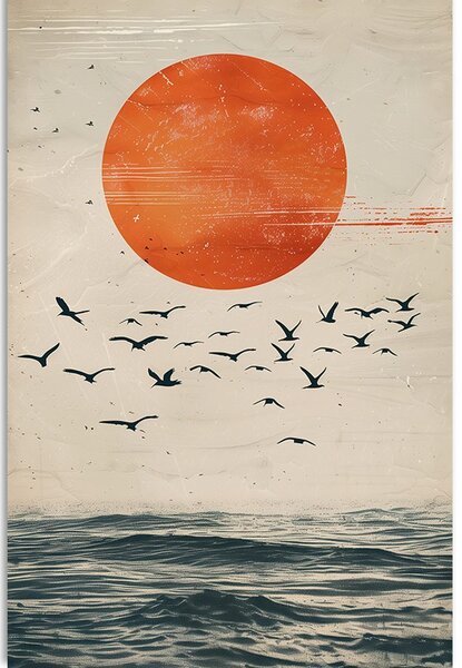 Stampa su tela – Japandi luna sul mare