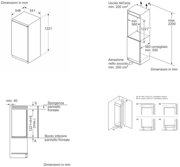 Bosch Frigorifero da Incasso Monoporta Statico Capacit 187 litri Classe E - KIL42NSE0