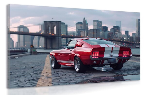 Quadro su tela – Mustang con panorama di New York