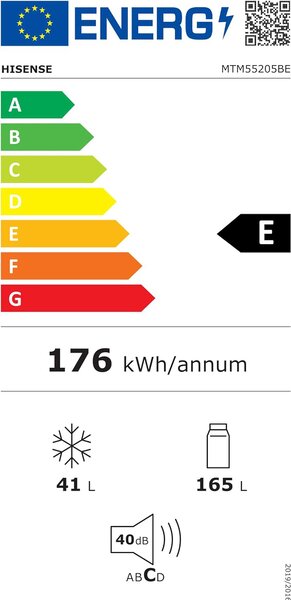 Hisense Frigorifero Doppia Porta Capacit 206 Litri Classe energetica E Raffreddamento Statico colore Nero - MTM55205BE