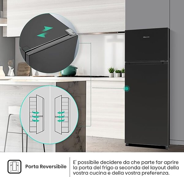 Hisense Frigorifero Doppia Porta Capacit 206 Litri Classe energetica E Raffreddamento Statico colore Nero - MTM55205BE