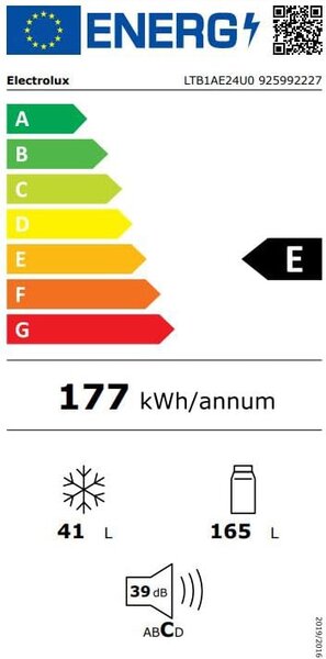 Electrolux Frigorifero Doppia Porta Capacit 209 Litri Classe E Raffreddamento Statico Low Frost colore Inox - LTB1AE24U0