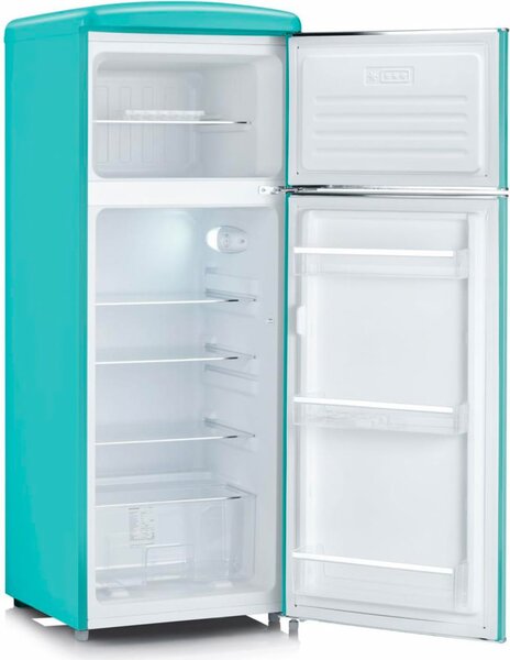 Severin Frigorifero Doppia porta Capacit 208 Litri Classe energetica E Raffreddamento Statico Cassetto Veggibox colore Turchese - RKG 8934 Linea R