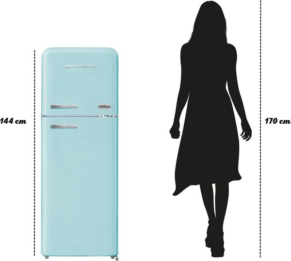 PYRAMIDEA Frigorifero Doppia Porta Capacit 240 Litri Classe energetica E Raffreddamento Ventilato colore Azzurro Satinato Opaco - MAMBO2402LB Mambo