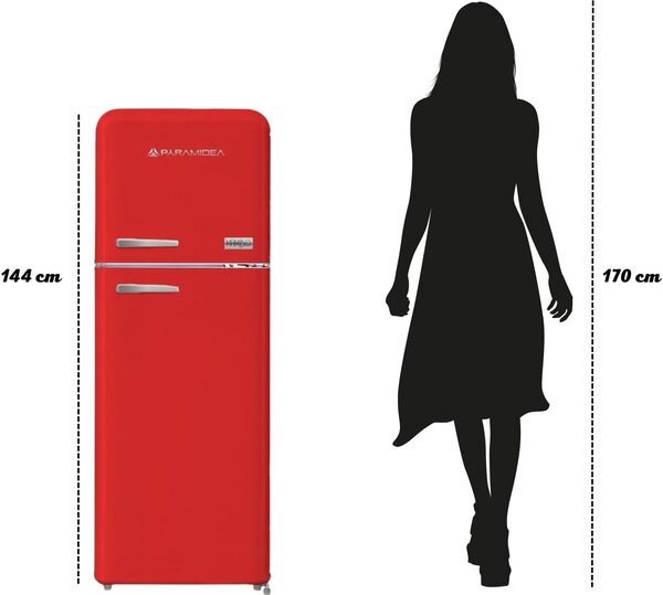PYRAMIDEA Frigorifero Doppia Porta Capacit 240 Litri Classe energetica E Raffreddamento Ventilato colore Rosso Satinato Opaco - MAMBO2402R Mambo
