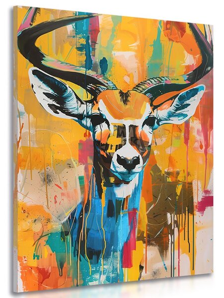 Stampa su tela – Antilope con imitazione di pittura