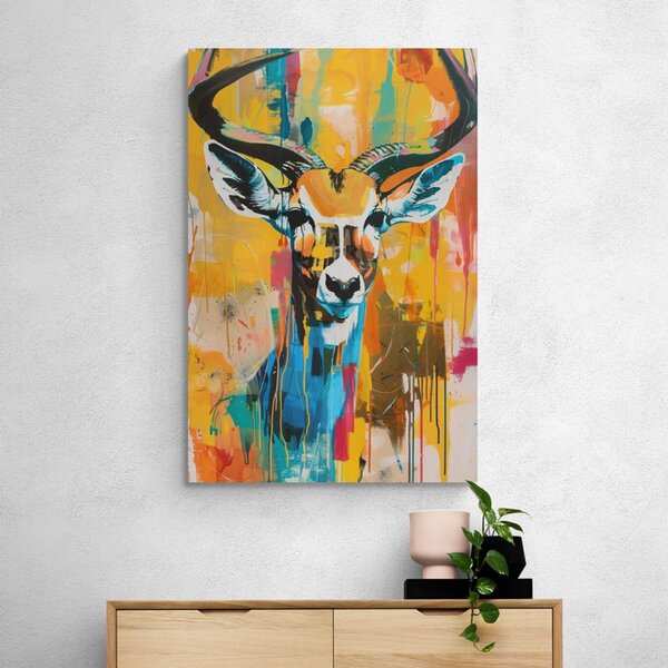 Stampa su tela – Antilope con imitazione di pittura