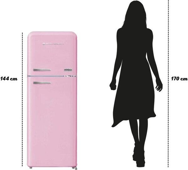 PYRAMIDEA Frigorifero Doppia Porta Capacit 240 Litri Classe energetica E Raffreddamento Ventilato colore Rosa Satinato Opaco - MAMBO2402P Mambo