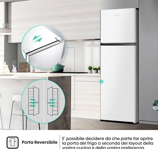 Hisense Frigorifero Doppia Porta Capacit 249 Litri Classe E Raffreddamento Total No Frost colore Bianco - RT327N4AWE