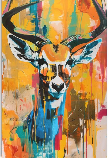 Stampa su tela – Antilope con imitazione di pittura