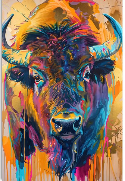 Quadro su tela – Bufalo con imitazione di pittura