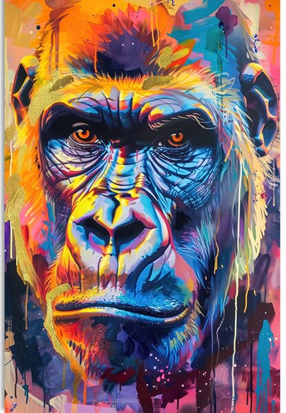 Stampa su tela – Gorilla con imitazione di pittura