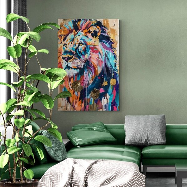 Stampa su tela – Leone con imitazione di pittura