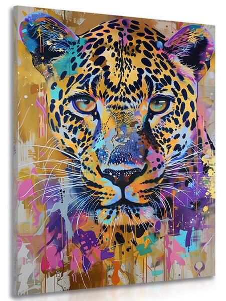 Quadro su tela – Leopardo con imitazione di pittura