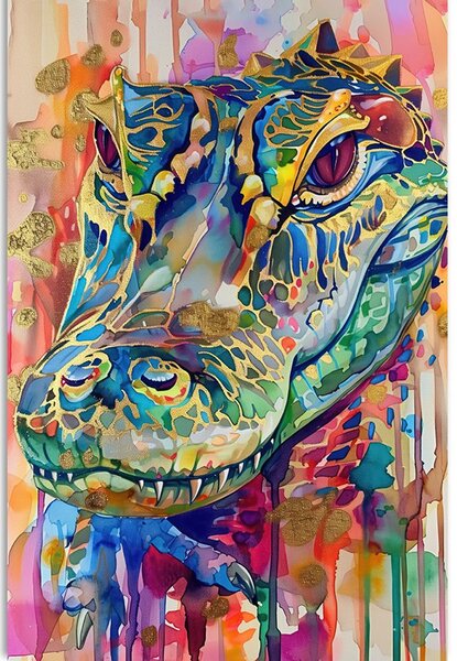Stampa su tela – Coccodrillo con imitazione di pittura