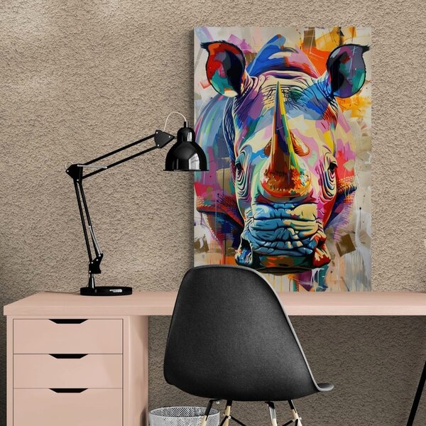 Quadro su tela – Rinoceronte con imitazione di pittura
