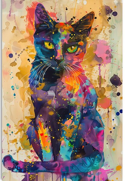 Quadro su tela – Gatto con imitazione di pittura