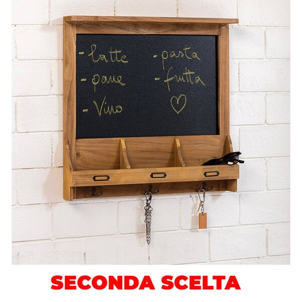 Lavagna da Muro con 3 Scompartimenti in Legno 61x9x61 cm Brest Noce Seconda  Scelta