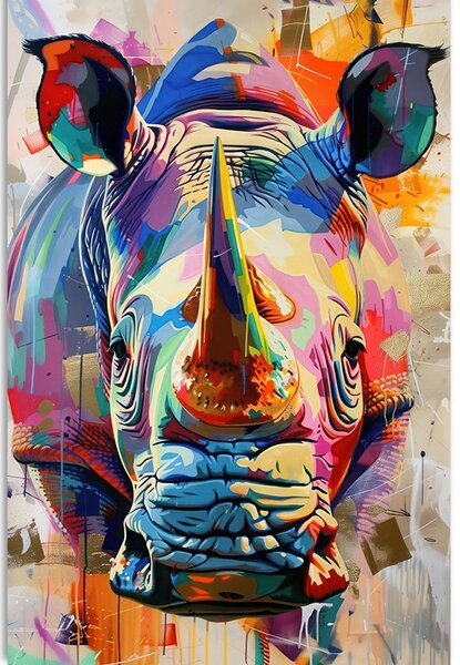 Quadro su tela – Rinoceronte con imitazione di pittura