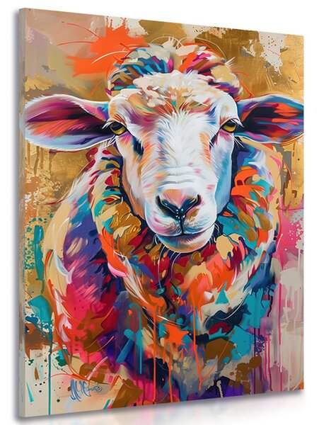 Quadro su tela – Pecora con imitazione di pittura