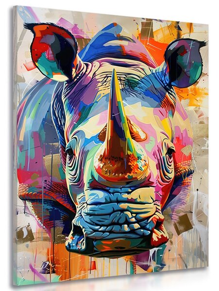 Quadro su tela – Rinoceronte con imitazione di pittura