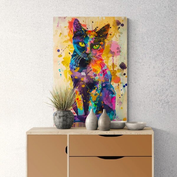 Quadro su tela – Gatto con imitazione di pittura