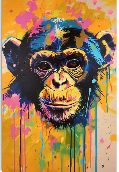 Quadro su tela – Scimmia con imitazione di pittura