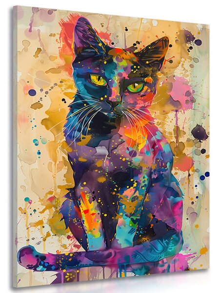 Quadro su tela – Gatto con imitazione di pittura