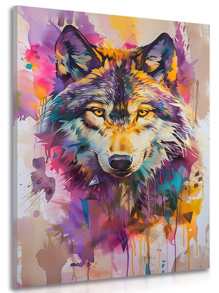 Stampa su tela – Lupo con imitazione di pittura