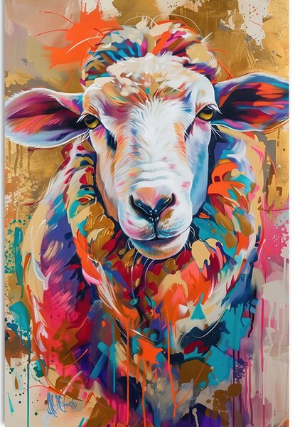 Quadro su tela – Pecora con imitazione di pittura