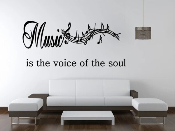 Adesivo murale con l'iscrizione MUSIC IS THE VOICE OF THE SOUL (La musica è la voce dell'anima) 50 x 100 cm
