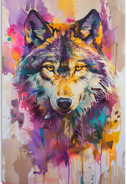 Stampa su tela – Lupo con imitazione di pittura