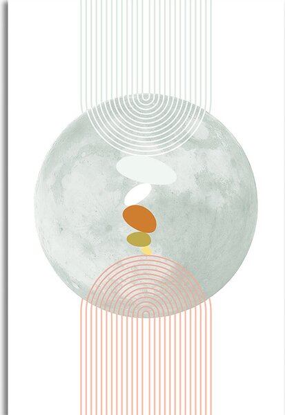 Quadro su tela – Cerchio moderno con arcobaleno Mid-Century